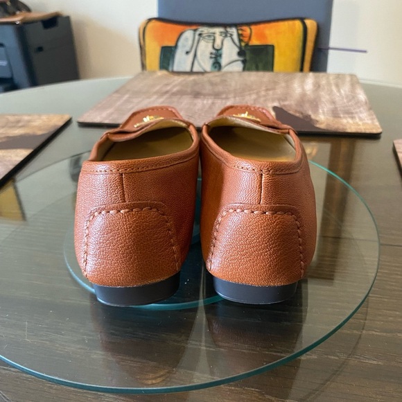 Michael Kors Brown Leather Loafers with Gold Accents - Picture 4 of 5